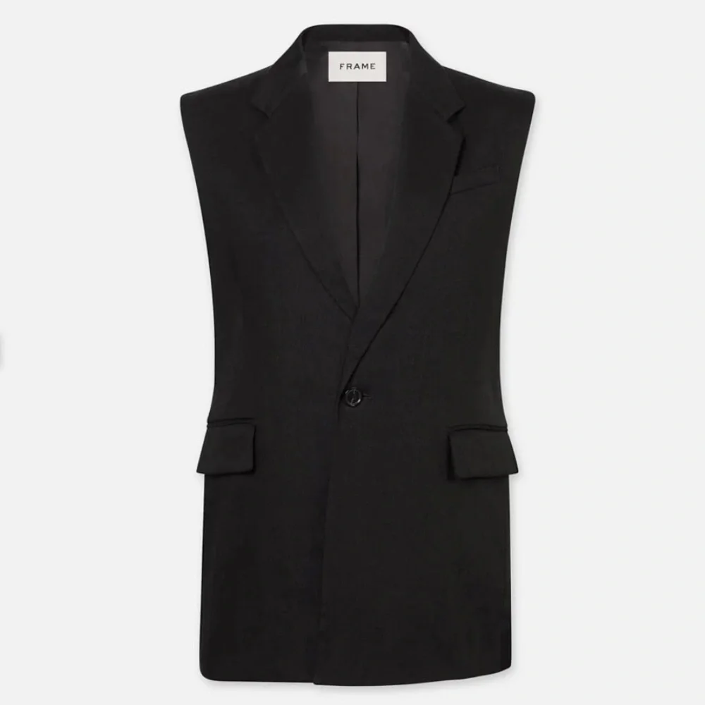 FRAME Oversized organic linen-blend vest - Picture 2 of 11